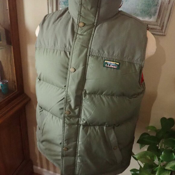 LL Bean Vest Men's L Goose Down Puffer Snap Pockets Outerwear - MINT - Picture 8 of 8
